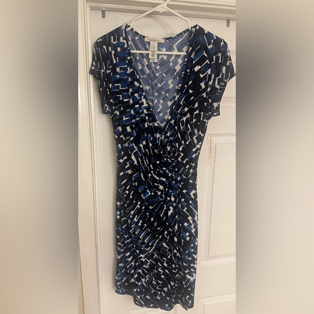 Laundry by Design Blue Ruched Sheath Dress